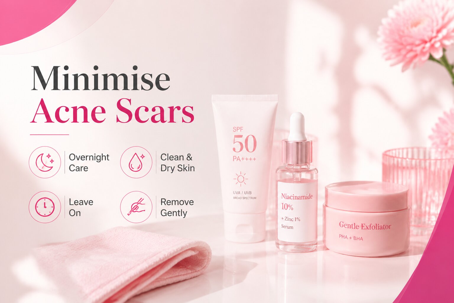 Acne patches designed to help minimise the appearance of acne scars and marks