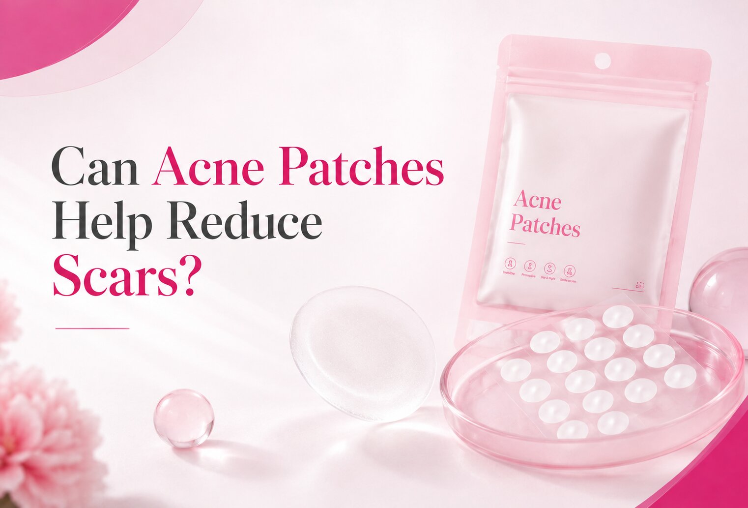 Woman using acne patches while learning whether acne patches help with scars