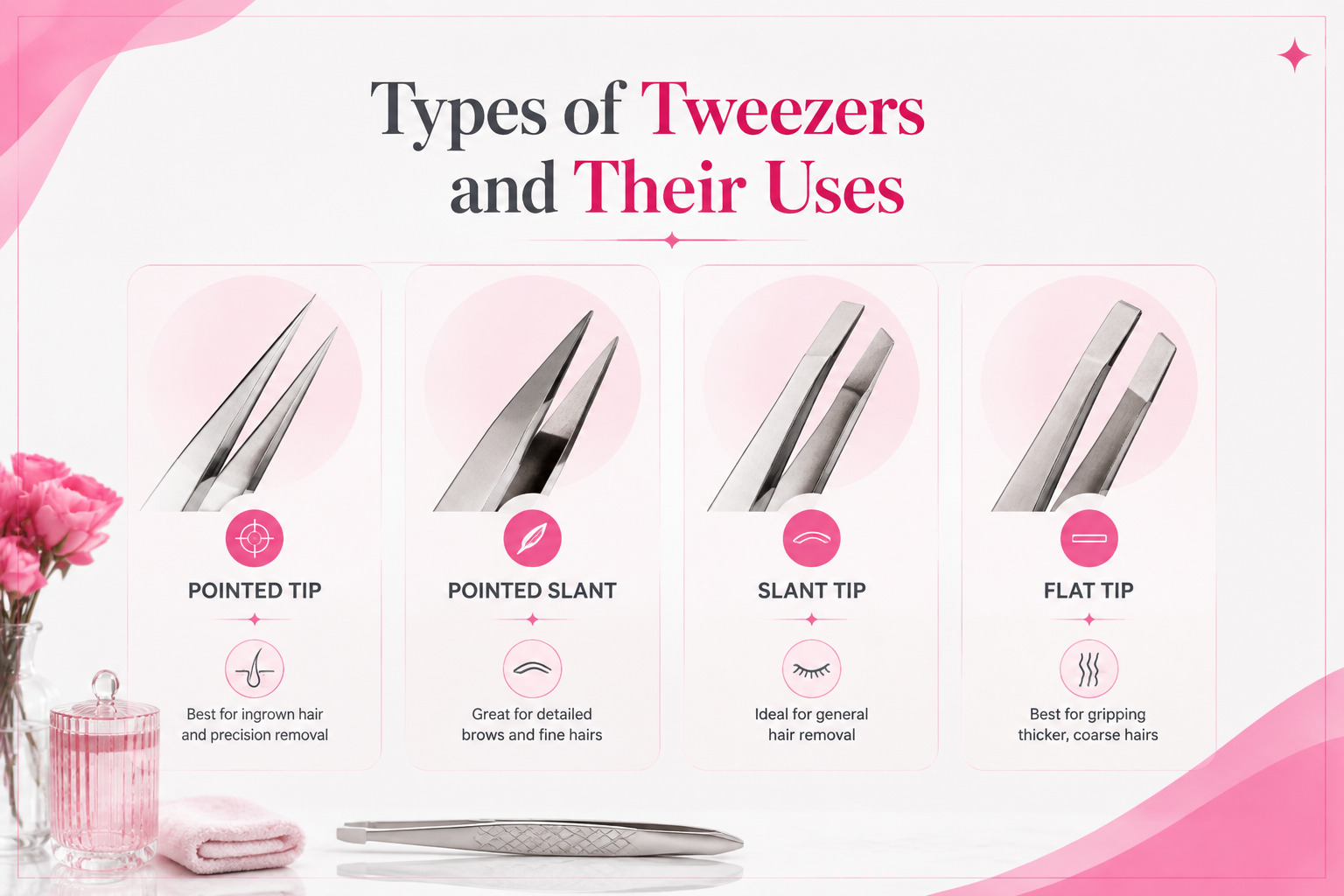 different type of tweezers for precise ingrown hair removal